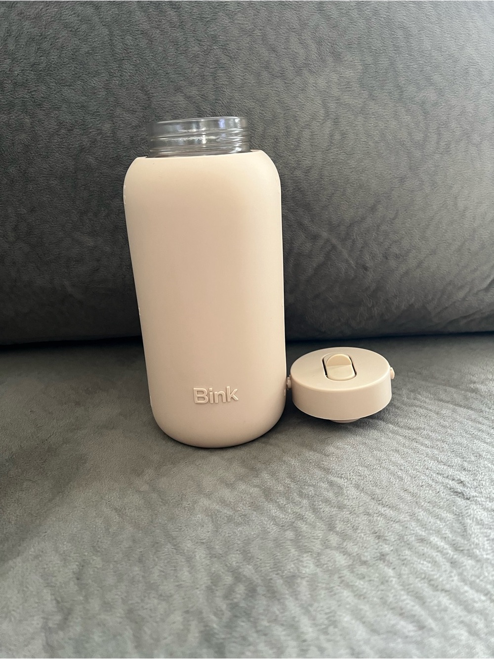 Bink Cream Reusable Glass Water Bottle with Silicone Sleeve